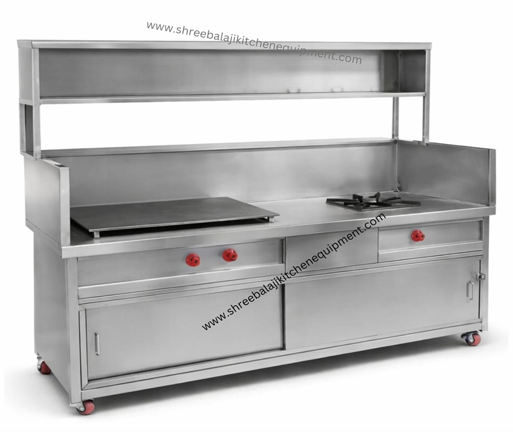 Commercial Gas Range with Griddle and Open Burner